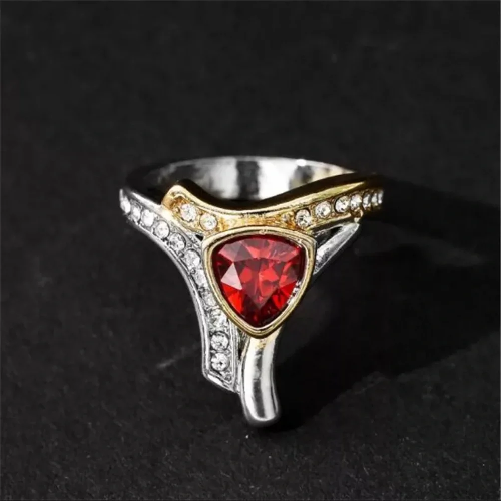New S925 Sterling Silver 14K gold Two-Color Natural Ruby & White Sapphire Ring